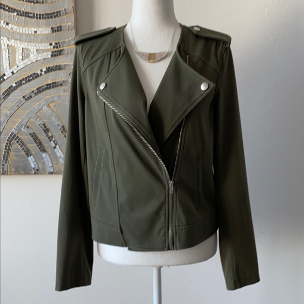 Dg2 Diane Gilman Army Green Moto Jacket Gem
